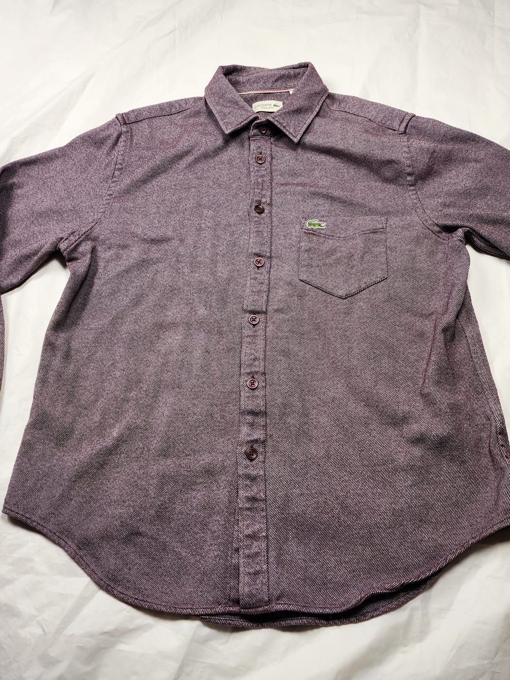 Lacoste Men's Long Sleeve Purple Button-Down Shirt Size Large Regular Fit